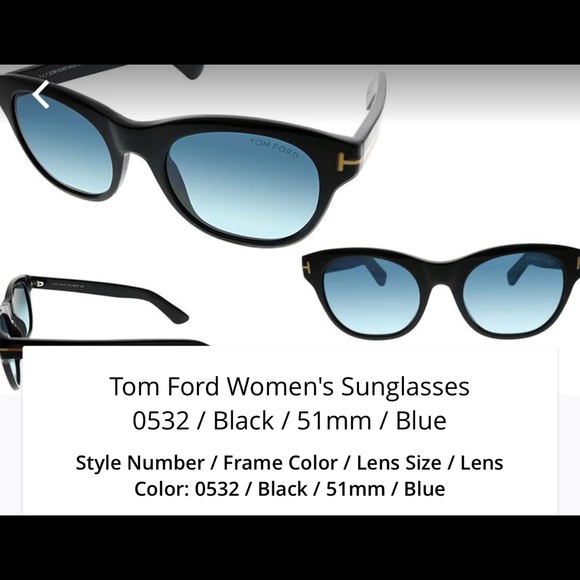 Tom Ford Women’s Sunglasses Black Frame Blue Lens